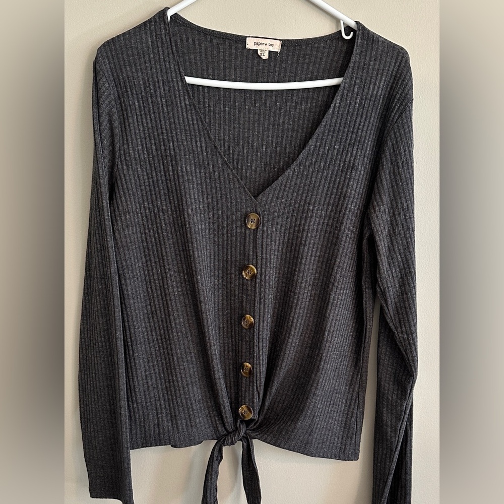 Paper Tee Charcoal Knit Top